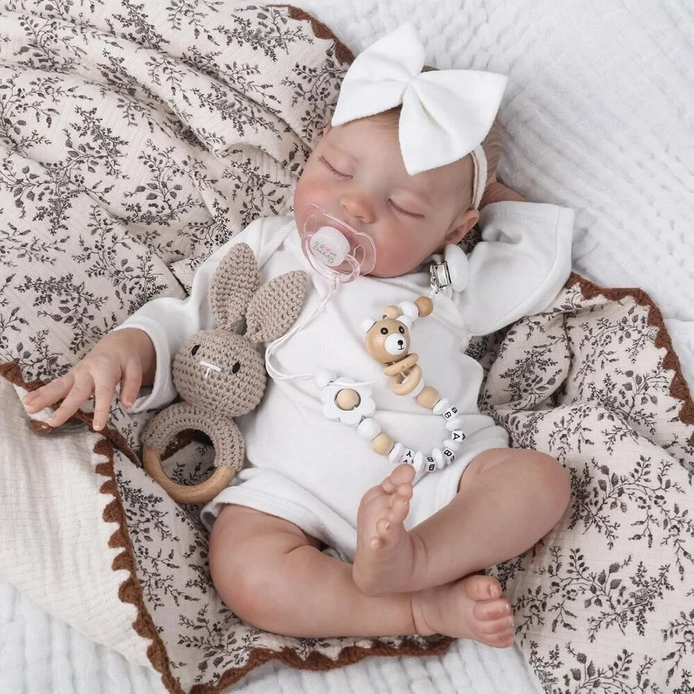 🆕20inch Soft Cloth Body Newborn Baby Doll Moonbeam Ribbon Angel Sleeping Girl